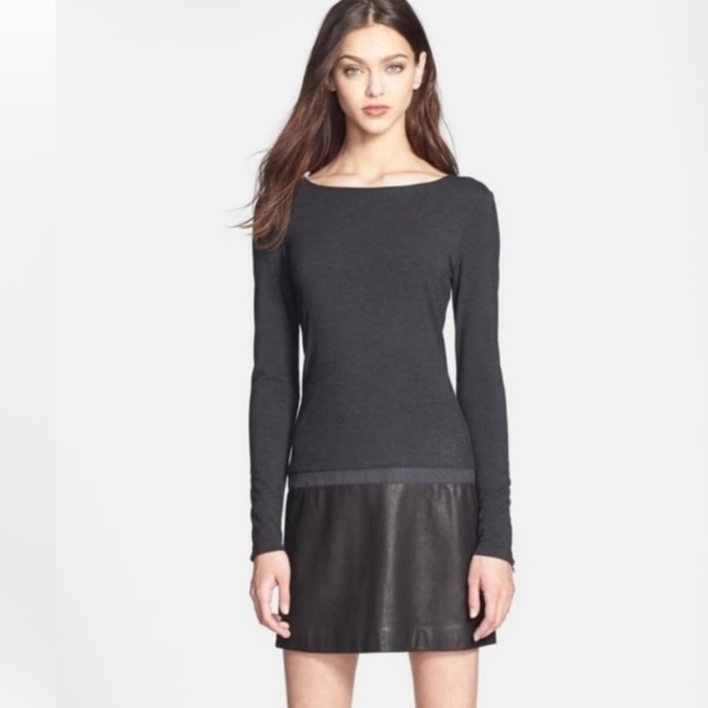 Theory Kieran Drop Waist Leather Dress Size S